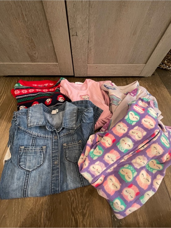 Other - Girls Mixed Clothing Lot - Denim Shirt, Pink & Purple Pajamas